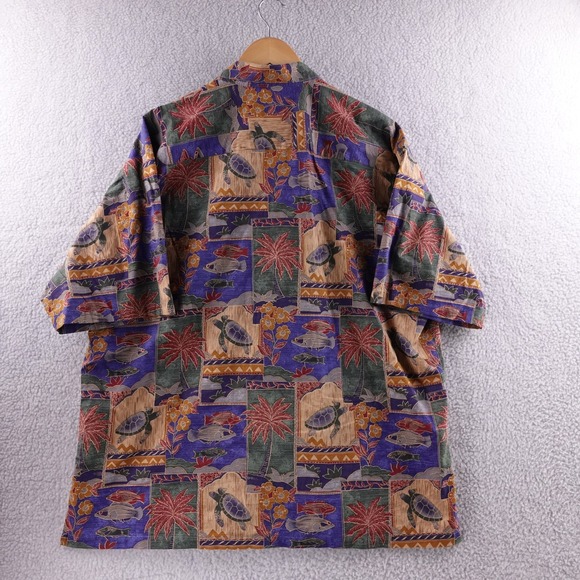 Tori Richard Men 2XL Hawaiian Shirt Turtles Fish Palm Trees Tropical Button Down - Picture 3 of 7